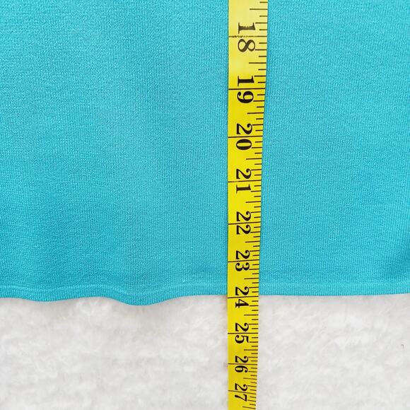 T-Shirt Size M Aqua Knit Pullover Lattice Neck Short Sleeve Soft Girl Basic Y2K - Picture 3 of 10